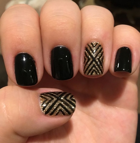 cute-black-and-gold-nails-60_7 Drăguț negru și aur cuie