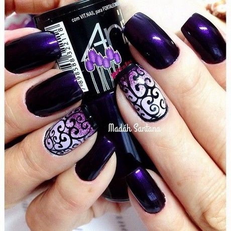 dark-purple-nail-art-27 Arta de unghii violet închis