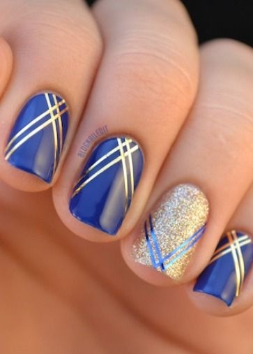 gold-and-blue-nail-art-15_18 Aur și albastru nail art