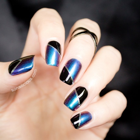 nail-designs-blue-and-black-61_5 Modele de unghii albastru și negru