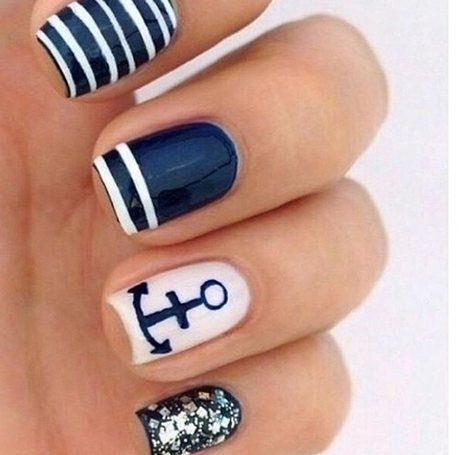 Navy nail art