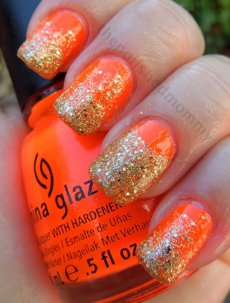 orange-and-gold-nail-designs-59 Modele de unghii portocalii și aurii