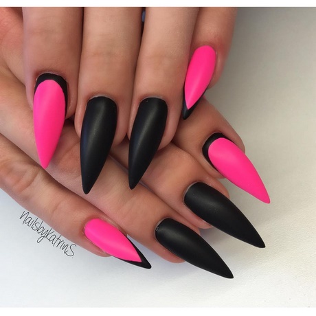 pink-and-black-stiletto-nails-24_2 Roz și negru stiletto Cuie