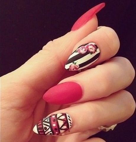 pink-and-black-stiletto-nails-24_7 Roz și negru stiletto Cuie