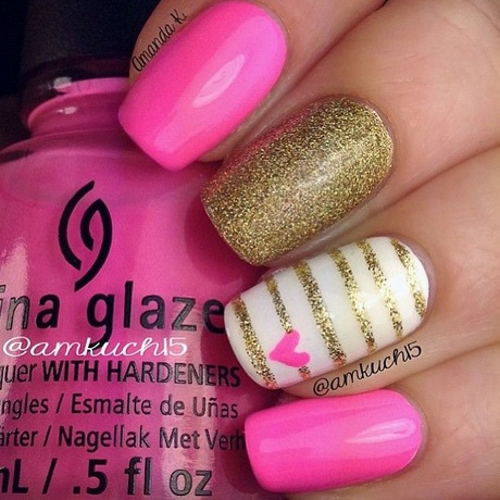 pink-and-golden-nail-art-63_15 Arta unghiilor roz și auriu