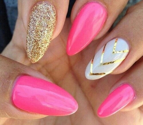 pink-gold-nail-designs-88_3 Modele de unghii de aur roz