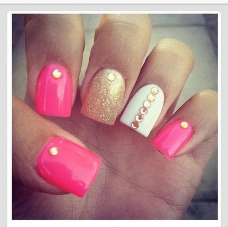 pink-gold-nail-designs-88_9 Modele de unghii de aur roz