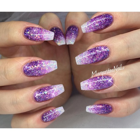 Purple glitter Ombre nails