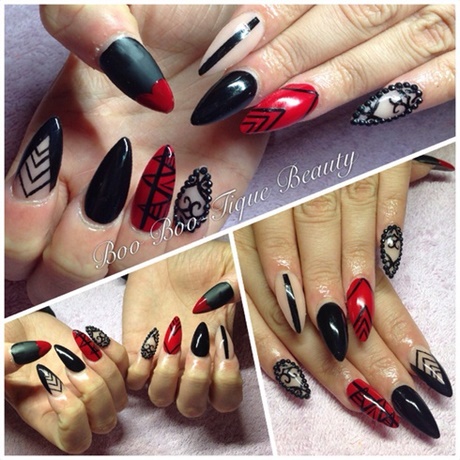 red-and-black-pointy-nails-47_5 Roșu și negru cuie ascuțite