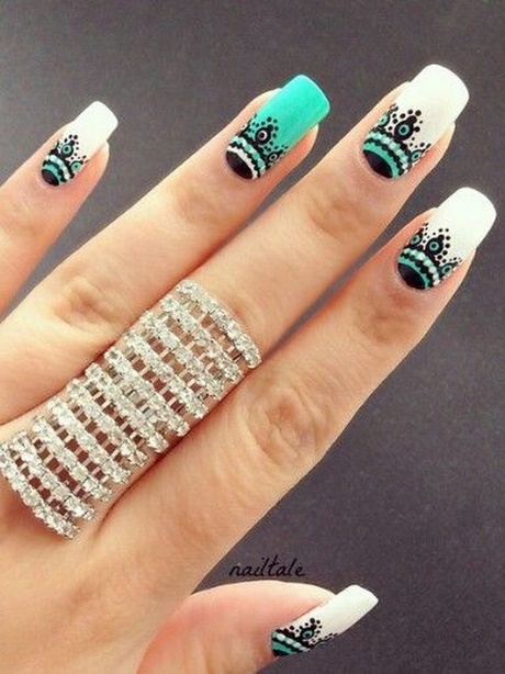turquoise-and-white-nail-designs-32_10 Modele de unghii turcoaz și alb