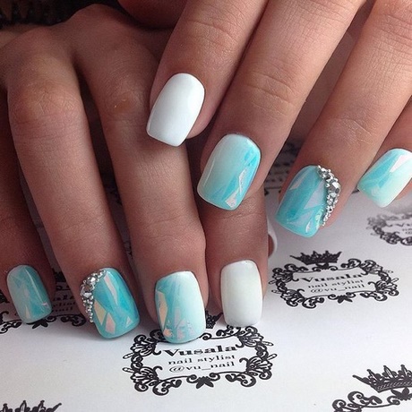 turquoise-and-white-nail-designs-32_13 Modele de unghii turcoaz și alb