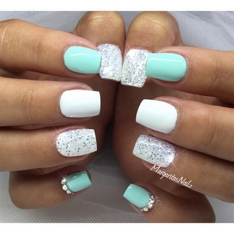 turquoise-and-white-nail-designs-32_16 Modele de unghii turcoaz și alb
