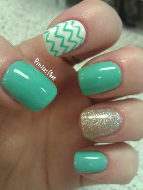 turquoise-and-white-nail-designs-32_19 Modele de unghii turcoaz și alb