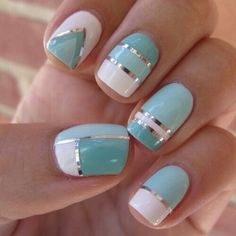 turquoise-and-white-nail-designs-32_9 Modele de unghii turcoaz și alb
