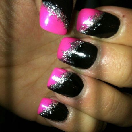 black-and-pink-glitter-nails-26_3 Negru și roz unghii sclipici