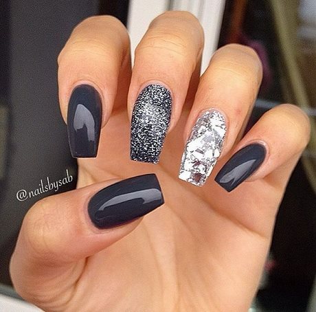 black-silver-glitter-nails-51_15 Negru Argint unghii sclipici