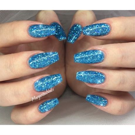 blue-nails-glitter-57 Albastru unghii sclipici