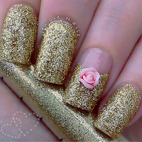 gold-glitter-nail-art-95_3 Aur sclipici nail art