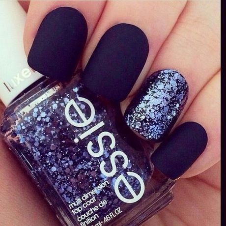 matte-black-nails-with-glitter-55_12 Unghii negre mat cu sclipici