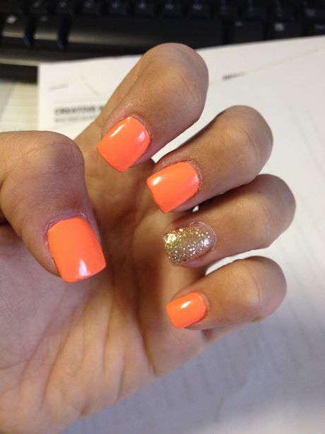 orange-and-silver-nails-73_8 Unghii portocalii și argintii