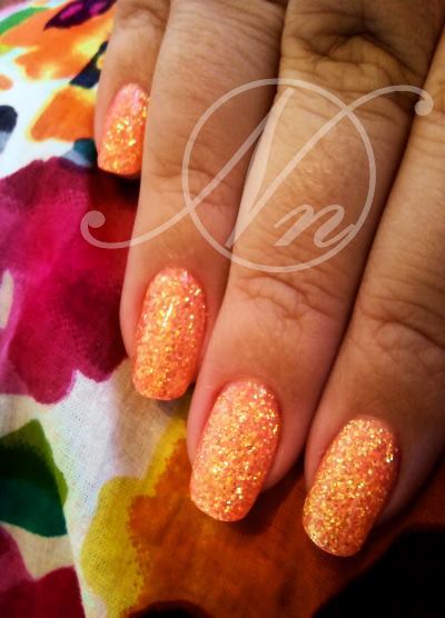 orange-sparkly-nails-24_13 Unghii sclipitoare portocalii