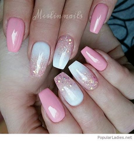 pink-and-white-glitter-nails-72_4 Roz și alb sclipici Unghii