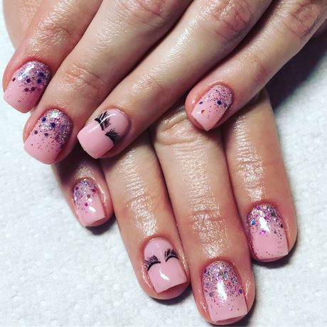 pink-gel-glitter-nails-42_12 Roz gel sclipici Unghii