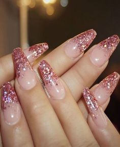 pink-glitter-acrylic-nail-designs-75_15 Modele de unghii acrilice cu sclipici roz