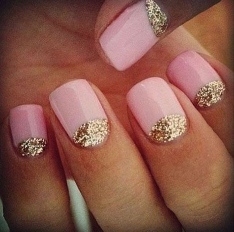 pink-nails-with-gold-glitter-83_14 Unghii roz cu sclipici de aur