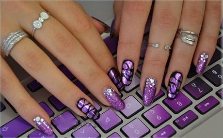 purple-glitter-nail-art-70_17 Violet sclipici nail art