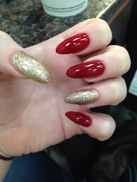 red-and-gold-acrylic-nails-52_16 Unghii acrilice roșii și aurii