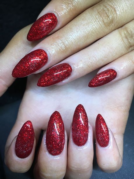 Red glitter nail art