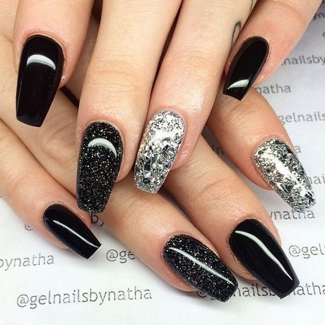 silver-and-black-glitter-nails-13_15 Argint și negru sclipici Unghii