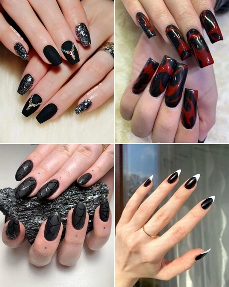 black-nail-designs-2023-halloween-001 Modele de unghii negre 2023 halloween