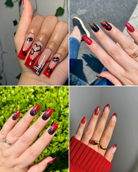 nail-designs-2023-red-and-black-001 Modele de unghii 2023 roșu și negru