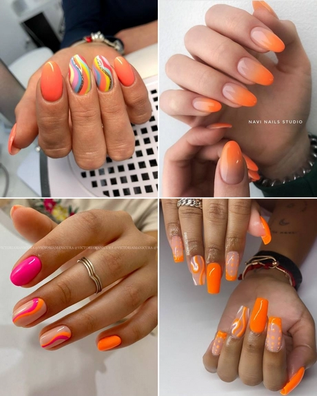 orange-nail-designs-2023-short-nails-001 Modele de unghii portocalii 2023 unghii scurte