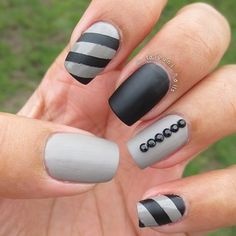 black-and-grey-nail-art-10_4 Negru și gri nail art