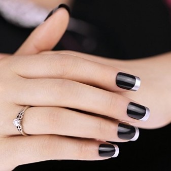 black-and-silver-french-manicure-52_13 Manichiura franceză neagră și argintie