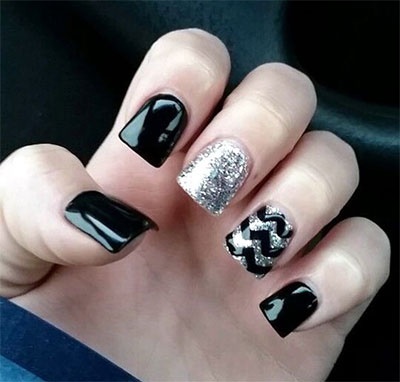 black-and-silver-nail-art-designs-73_13 Modele de unghii negre și argintii