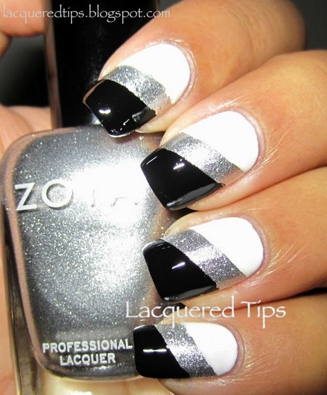 black-and-white-and-silver-nail-designs-85_6 Modele de unghii alb - negru și argintiu