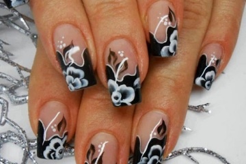 black-and-white-flower-nail-designs-96_7 Modele de unghii de flori alb-negru