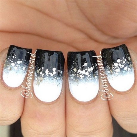 black-and-white-glitter-nails-78 Unghii cu sclipici alb-negru