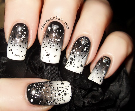black-and-white-glitter-nails-78_15 Unghii cu sclipici alb-negru