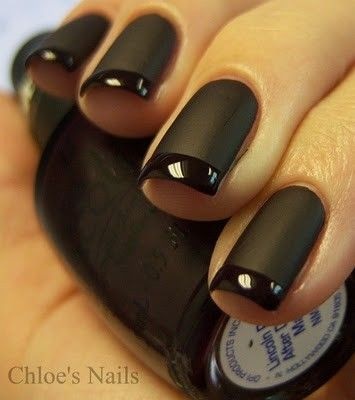 black-french-manicure-nails-81_17 Unghii negre de manichiură franceză