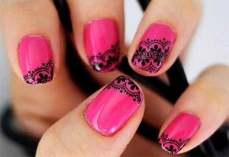 black-pink-nail-art-designs-55_12 Modele de unghii roz negru