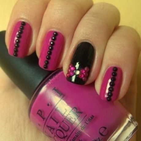 black-pink-nail-art-designs-55_14 Modele de unghii roz negru