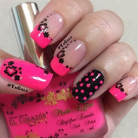 black-pink-nail-art-designs-55_18 Modele de unghii roz negru