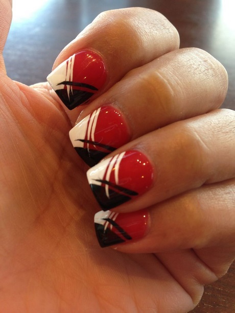 black-red-and-white-nails-09 Negru roșu și alb cuie