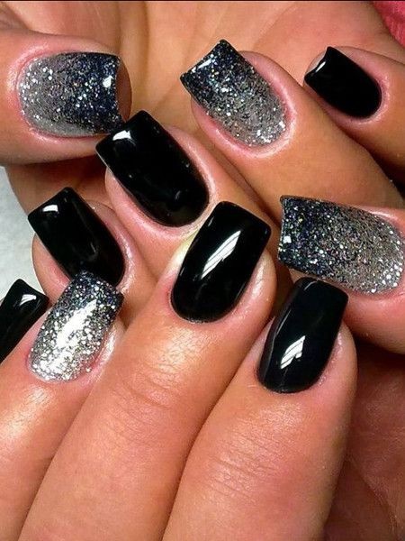 black-sparkle-nail-designs-88 Modele de unghii cu sclipici negre