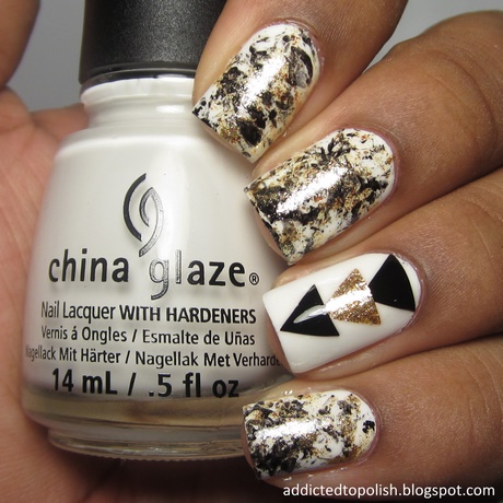 black-white-and-gold-nail-designs-26_4 Modele de unghii alb-negru și auriu